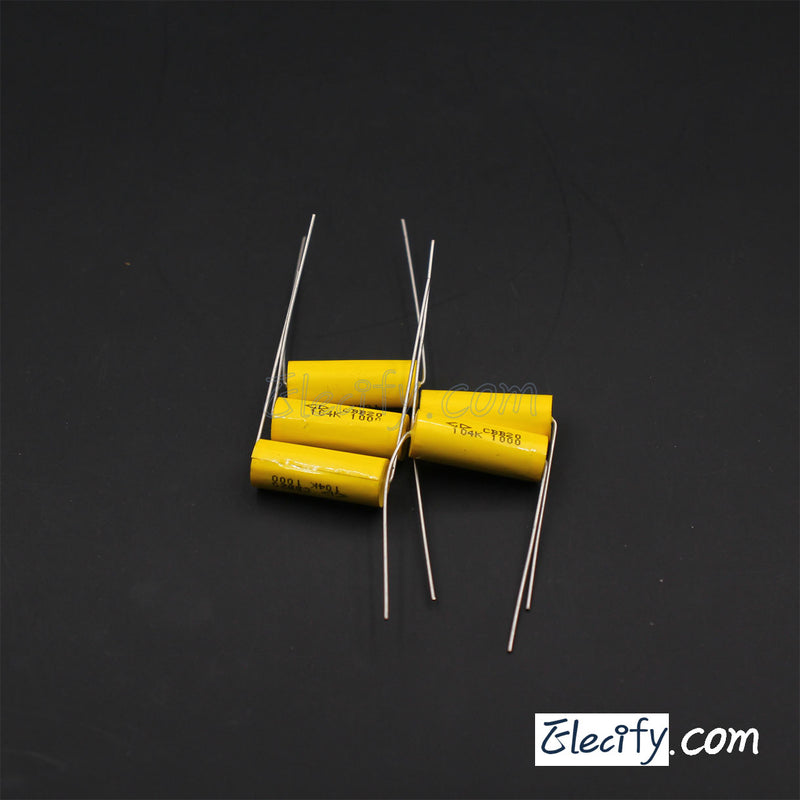 TRW 0.1uF 100nF 35V Axial Audio Capacitors - 10% Tolerance, 4-Piece Lot