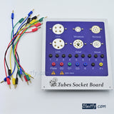 Front panel of the tube tester with 6 vacuum tube sockets