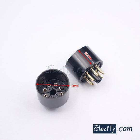 8Pin Octal plug, vacuum tube socket red black