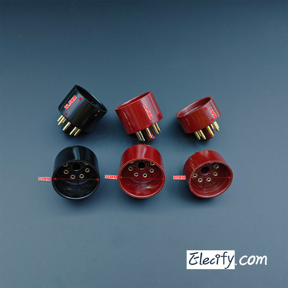 8Pin Octal plug, vacuum tube socket red black for 6L6 EL34 KT88
