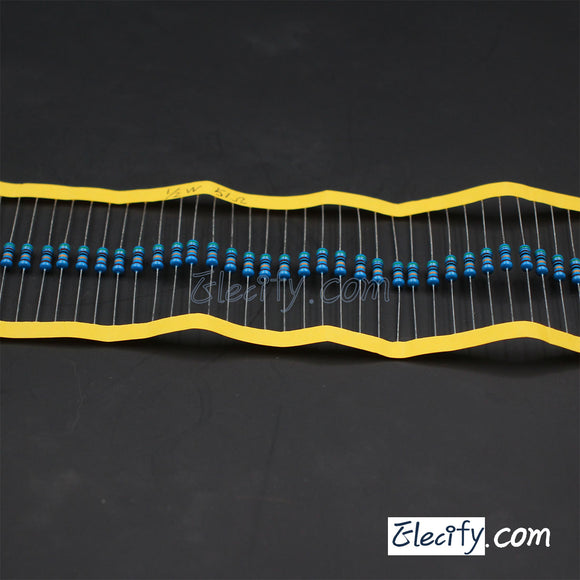 50pcs 1/2W Resistor 11Ω - 100Ω, Metal Film, 1% tolerance, 0.5W 1/2 watt 11 ohm - 100 ohm