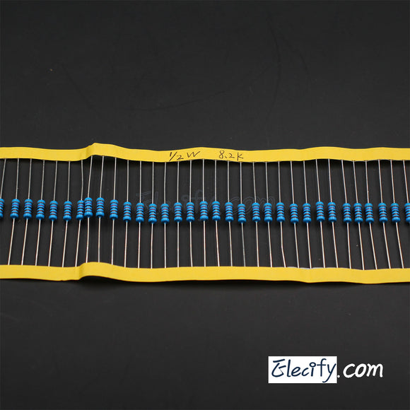 50pcs 1/2W Resistor 1.2KΩ - 10KΩ, Metal Film, 1% tolerance, 0.5W 1/2 watt 1.2K ohm - 10K ohm