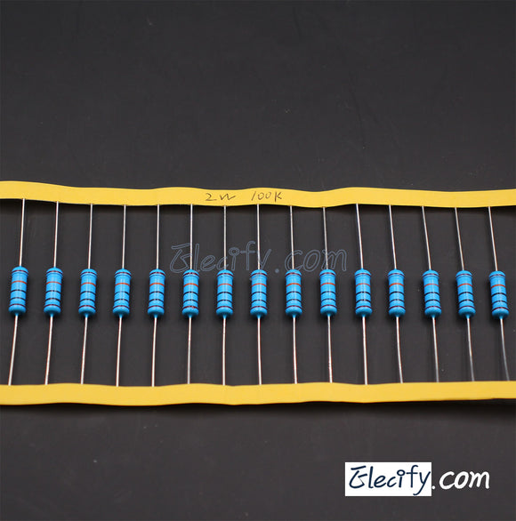 20pcs 2W Resistor 11KΩ - 100KΩ, Metal Film, 1% tolerance