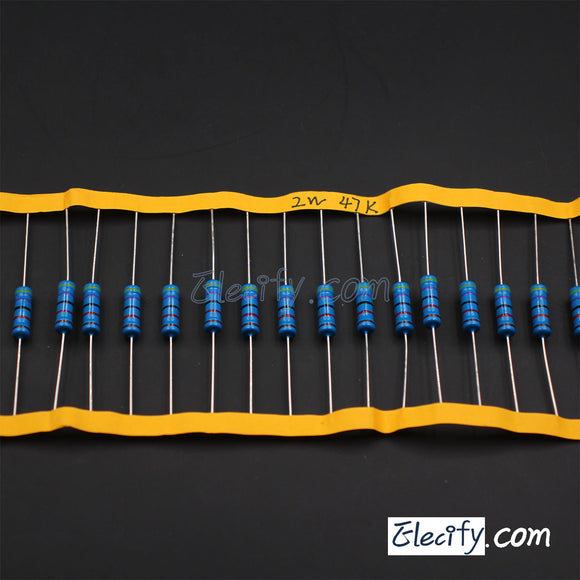 50pcs 1/2W Resistor 11KΩ - 100KΩ, Metal Film, 1% tolerance, 0.5W