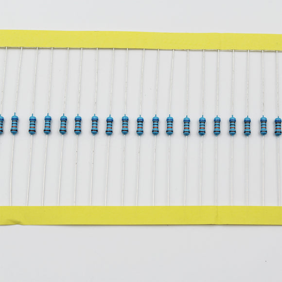 100pcs 1/4W Resistor 12KΩ - 100KΩ, Metal Film, 1% tolerance, 0.25W