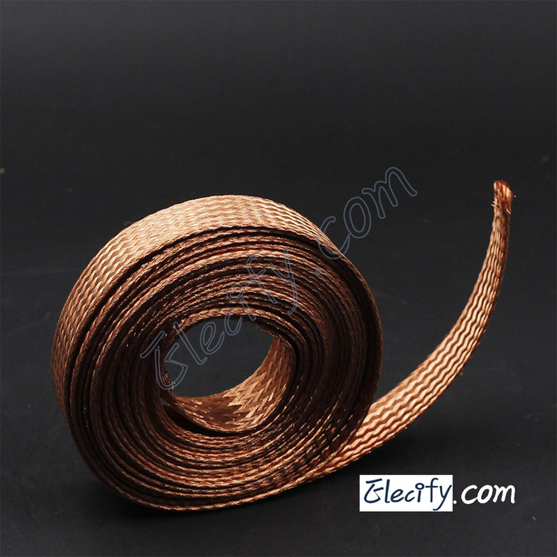 1m (3.3ft),11mm Flat Copper Braid cable,Bare copper braid wire, ground lead