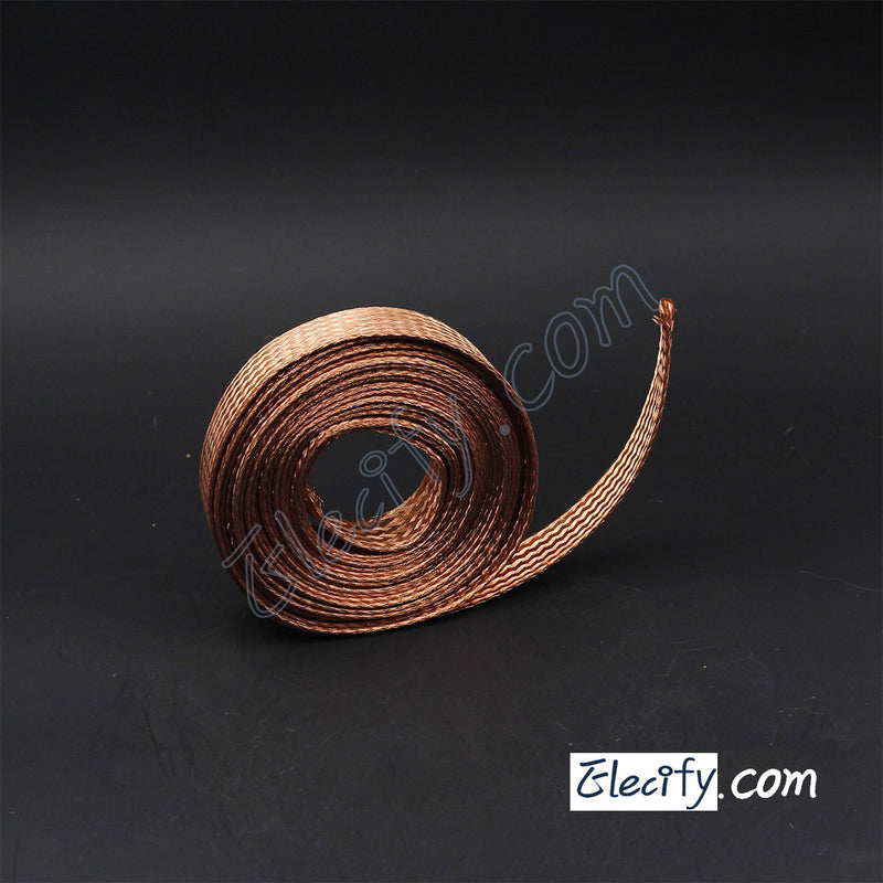 1m (3.3ft),15mm Flat Copper Braid cable,Bare copper braid wire, ground lead