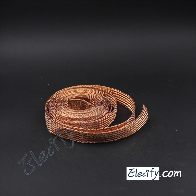 1m 3.3ft, 22mm Flat Copper Braid cable,Bare copper braid wire, ground lead