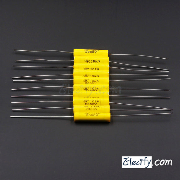 2000V 1000pF 2KV 102 axial polypropylene film capacitor