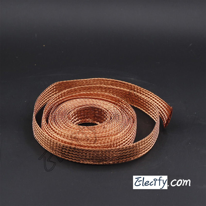 1m 3.3ft, 30mm Flat Copper Braid cable,Bare copper braid wire, ground lead