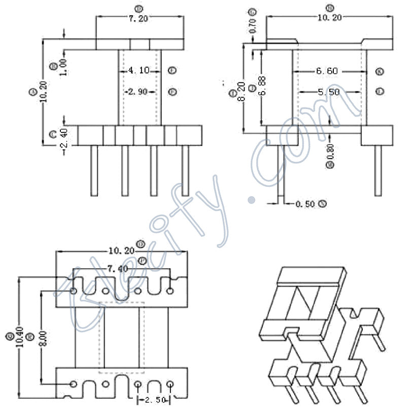 EE10 4+4pins Ferrite Cores and bobbin 10mm – elecify