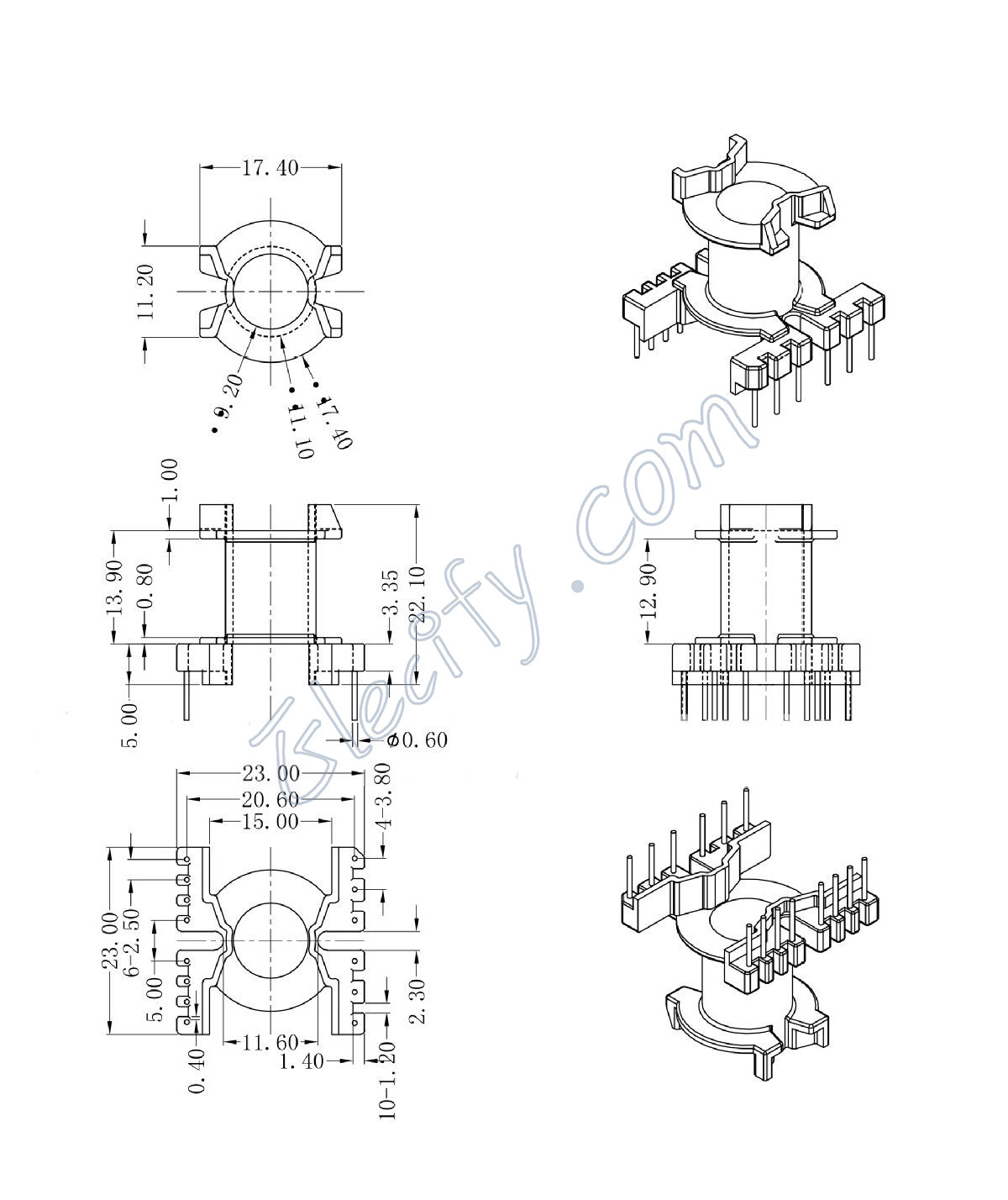 PQ20 PC40 Ferrite Cores and bobbin 21mm – elecify